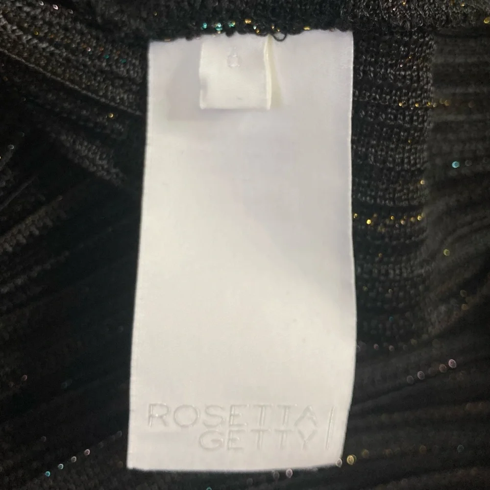Rosetta Getty Black Iridescent Lurex Mesh Plisse Midi Skirt Size 6 - Picture 5 of 6